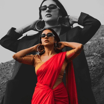 Deep black georgette chumki saree for evening party - Stylaxx